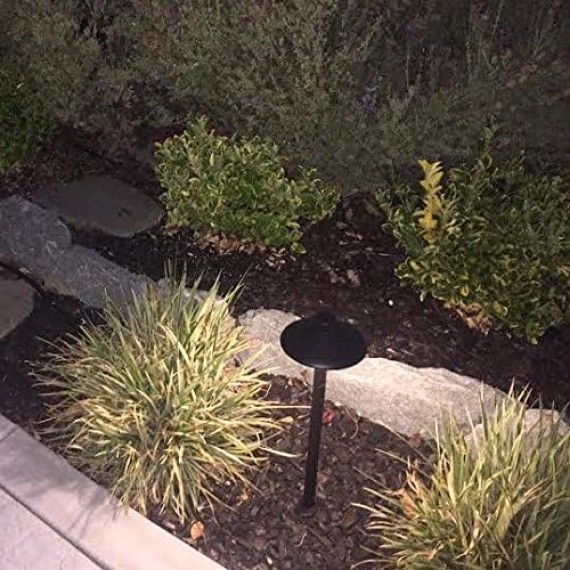 ALS1 Aluminum Low Voltage Landscape Accent Path and Area Light with 6.5" Shade and 18" Stem in Black Finish, Ground Spike and Free G4 LED Bulb (6-Pack), 36PL02BKx6