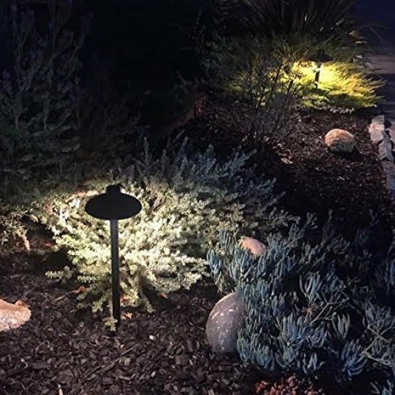 ALS1 Aluminum Low Voltage Landscape Accent Path and Area Light with 6.5" Shade and 18" Stem in Black Finish, Ground Spike and Free G4 LED Bulb (6-Pack), 36PL02BKx6