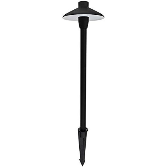 ALS1 Aluminum Low Voltage Landscape Accent Path and Area Light with 6.5" Shade and 18" Stem in Black Finish, Ground Spike and Free G4 LED Bulb (6-Pack), 36PL02BKx6