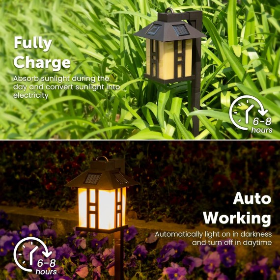 Japanese Decor Lights, Solar Pathway Lights, Solar Lights for Outside/Lawn/Patio/Yard/Pathway/Walkway/Driveway Decoration 4 Pack