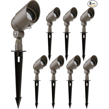 4W LED Landscape Lighting Landscape Lights Spotlights GL103-BZLED8 AC/DC 12V Low Voltage Warm White Waterproof for Driveway,Yard, Lawn,Patio,Walls,Trees,Flags,Outdoor Light (Bronze, 8 Pack)