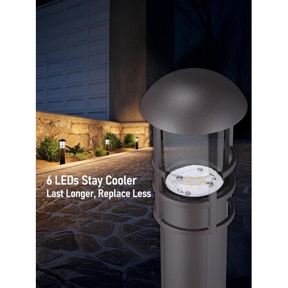 12-Pack Low Voltage Landscape Pathway Lights 3W Landscape Lighting 12-24V LED Bollard Path Lights Wired CRI 90+ Aluminum Pathway Lighting for Walkway Yard Garden, ETL Listed, 3000K Warm White