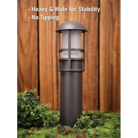 12-Pack Low Voltage Landscape Pathway Lights 3W Landscape Lighting 12-24V LED Bollard Path Lights Wired CRI 90+ Aluminum Pathway Lighting for Walkway Yard Garden, ETL Listed, 3000K Warm White