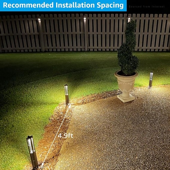 12-Pack Low Voltage Path Lights, 3W LED Landscape Pathway Lights, Outdoor Landscape Lighting for Driveway, Garden, Aluminum, 12-24V AC/DC, ETL Listed, IP65 Waterproof, 3000K Warm White, Black