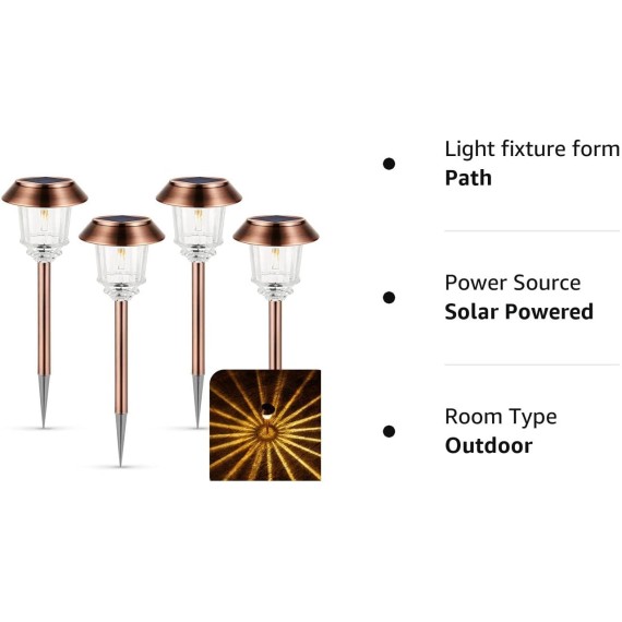 Solar Lights Outdoor Waterproof, 10-40 LM Dimmable Solar Lights for Outside, LED Auto On/Off Outdoor Solar Lights for Yard Pathway Garden Lawn Driveway Walkway (Warm White)