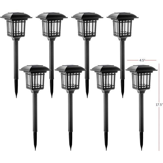 Garden Path Lights 8 Pack, Solar Powered, Bright Outdoor Yard Lights Waterproof for Landscape, Lawn, Pathway, Walkway and Driveway (Cold White)
