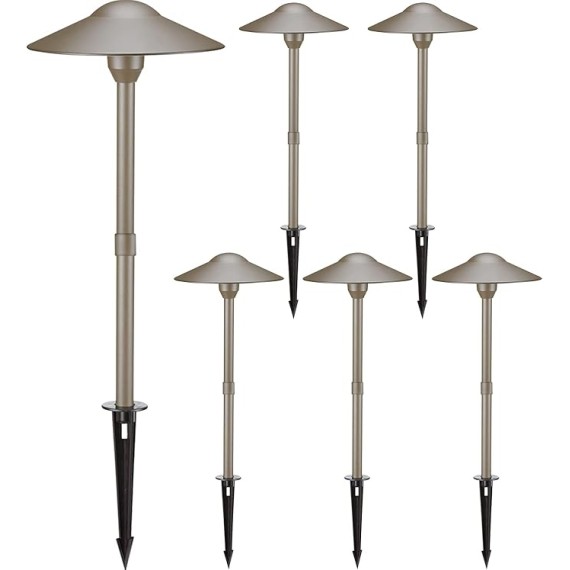 3W LED Landscape Lights Landscape Lighting Low Voltage Outdoor Pathway Lighting Replaceable LED Bulb 3000K Aluminum housing with ABS Ground Stake for Yard Patio Driveway Bronze, Pack of 6