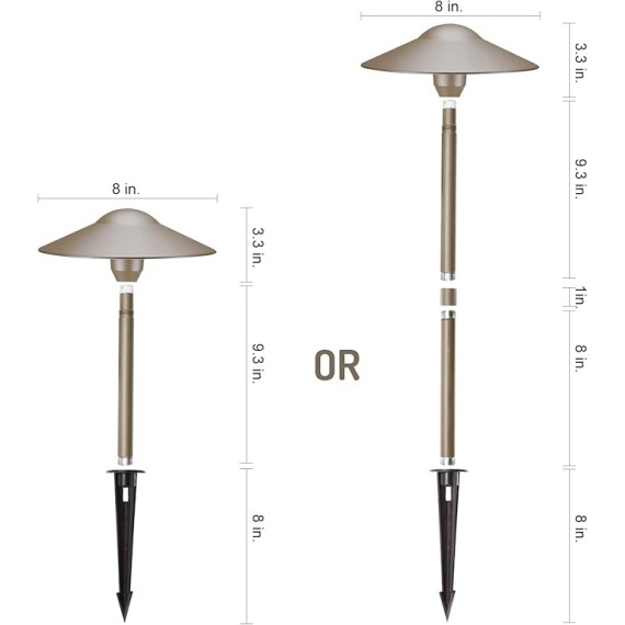 3W LED Landscape Lights Landscape Lighting Low Voltage Outdoor Pathway Lighting Replaceable LED Bulb 3000K Aluminum housing with ABS Ground Stake for Yard Patio Driveway Bronze, Pack of 6