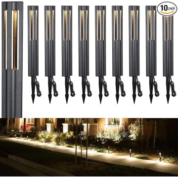 10-Pack Low Voltage Landscape Pathway Lights, LED Bollard Path Lights, 3W Outdoor Landscape Lighting for Driveway, Garden, Aluminum, 12-15V AC/DC, IP65 Waterproof, 3000K Warm White, Black