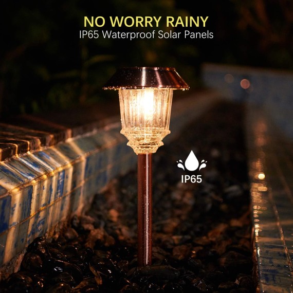 Solar Pathway Lights - Solar Lights Outdoor Waterproof IP65, 10-40 LM Dimmable Auto On/Off Outdoor Solar Lights Yard Garden Walkway Driveway