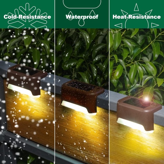 12 Pcs Solar Deck Lights, Bronze Finished Waterproof Led Solar Lamp for Outdoor Pathway, Yard, Patio, Stairs, Step and Fences. (Cool White)