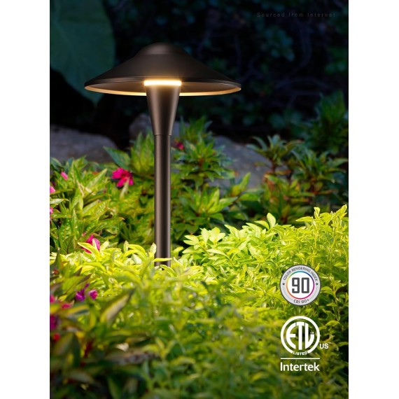 3CCT Low Voltage Pathway Lights, LED Landscape Path Lights, 3000K/4000K/5000K, Saucer Head, 12-24V AC/DC, IP65 Outdoor Walkway Light, Oil Rubbed Bronze Aluminum, Pack of 6