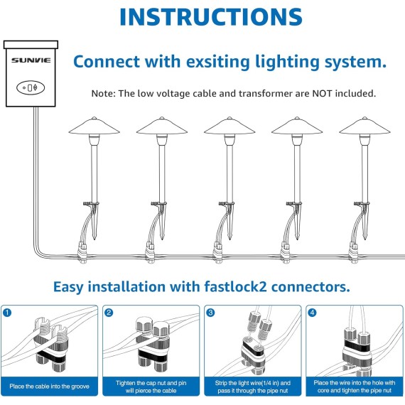 Low Voltage Pathway Lights LED Landscape Lights Low Voltage 3W 12-24V 3000K Landscape Lighting Cast-Aluminum Waterproof Landscape Path Lights for Yard Walkway Garden ETL Listed Cord, 4 Pack