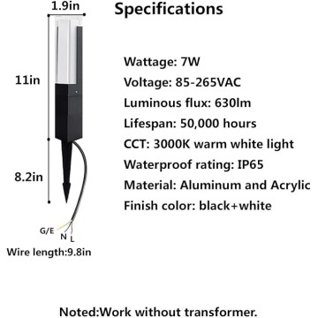 LED Landscape Path Lights Wired 7W,Outdoor Lighting with Aluminum Ground Stake,Waterproof IP65 3000K Warm White for Walkway,Garden,Yard,4 Pack