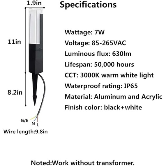 LED Landscape Path Lights Wired 7W,Outdoor Lighting with Aluminum Ground Stake,Waterproof IP65 3000K Warm White for Walkway,Garden,Yard,4 Pack