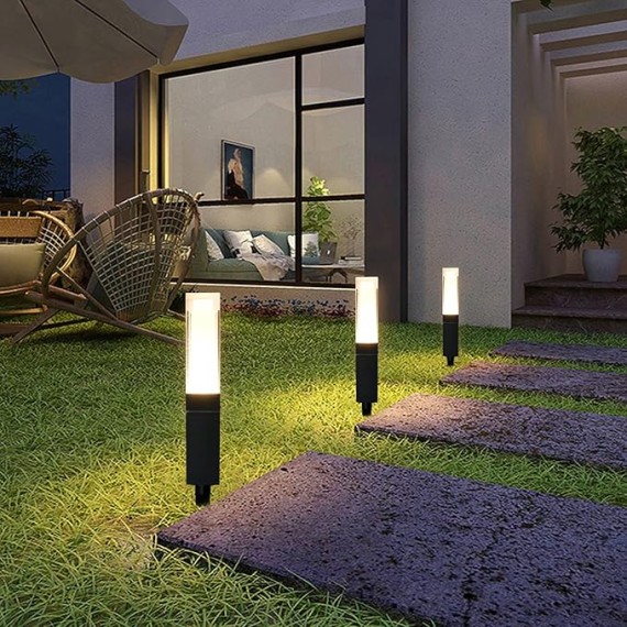 LED Landscape Path Lights Wired 7W,Outdoor Lighting with Aluminum Ground Stake,Waterproof IP65 3000K Warm White for Walkway,Garden,Yard,4 Pack