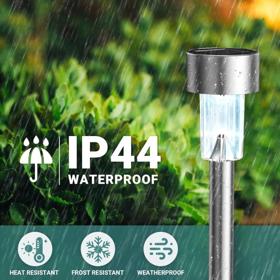 24 Pack Solar Path Lights Outdoor,Solar Lights Outdoor Waterproof,Stainless Steel LED Landscape Lighting,Solar Garden Lights for Driveway,Pathway,Patio,Yard