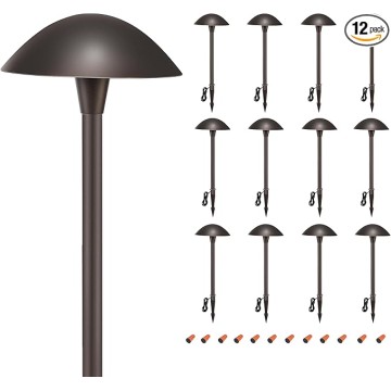 3000K/4000K/5000K Selectable LED Landscape Pathway Light,5W 12V~15V AC/DC Low Voltage Path Lighting,Waterproof,12 Pack