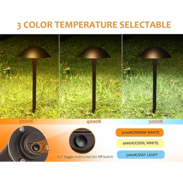 3000K/4000K/5000K Selectable LED Landscape Pathway Light,5W 12V~15V AC/DC Low Voltage Path Lighting,Waterproof,12 Pack