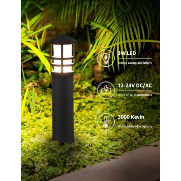 12-Pack Low Voltage Landscape Pathway Lights 3W Outdoor Landscape Lighting 3000K 12-24V LED Bollard Path Lights Wired CRI 90+ Aluminum Pathway Lighting for Walkway Yard Garden, ETL Listed Cord