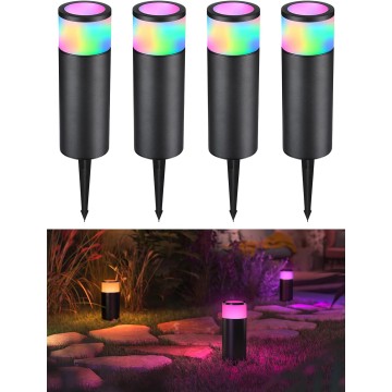 Low Voltage Path Lighting, LED Landscape Bollard Pathway Light, 12V Landscape Lights Outdoor, Aluminum Housing, IP65 Waterproof, 50,000 Hours Lifespan, RGB Color Changing, Pack of 4