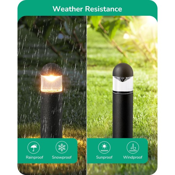 Low Voltage Landscape Lighting, 12V 3W 3000K Warm White, Electric Outdoor Bollard Lights with Connectors, Waterproof LED Pathway Driveway Walkway Lights Wired for Yard Garden, CRI 80, 6 Pack