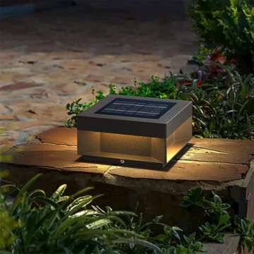 Outdoor Wall Lights Square Solar Modern Post Light Outdoor LED Fence Deck Pillar Lights IP65 Waterproof 3000K Warm Column Cap Lamp for Landscape Yard Garden Pathway Lawn Stigma Lantern Waterproof Pill