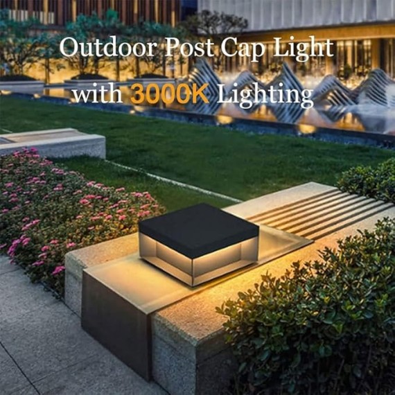 Outdoor Wall Lights Square Solar Modern Post Light Outdoor LED Fence Deck Pillar Lights IP65 Waterproof 3000K Warm Column Cap Lamp for Landscape Yard Garden Pathway Lawn Stigma Lantern Waterproof Pill