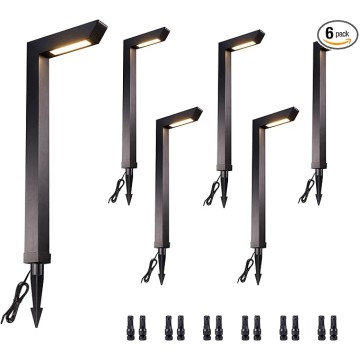 Outdoor Path Lights, LED Landscape Pathway Lights 3000K/4000K/5000K Selectable, 12V Low Voltage Wired, Waterproof 5W 235LM Black Aluminum for Backyard Patio 6 Pack