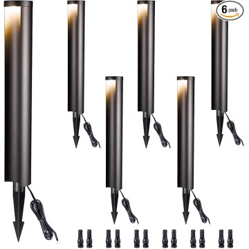 Outdoor Path Lights, LED Landscape Pathway Lights, 12V Low Voltage Wired, Waterproof 5W 200LM Black Aluminum for Backyard Patio 6 Pack