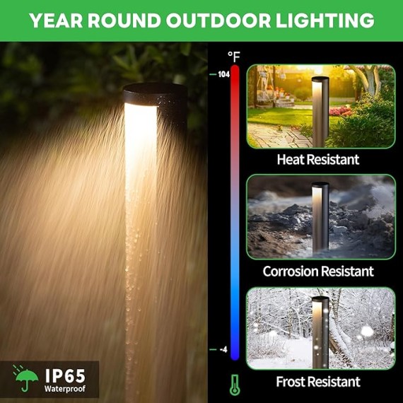 Outdoor Path Lights, LED Landscape Pathway Lights, 12V Low Voltage Wired, Waterproof 5W 200LM Black Aluminum for Backyard Patio 6 Pack