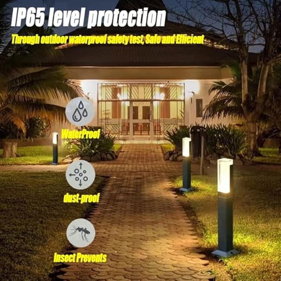 Outdoor Wall Lights IP65 Waterproof Pathway Post Lights Outdoor Landscape Path Bollard Light Modern Aluminum Lawn Floor Lantern for Garden Patio Courtyard Driveway Decoration Waterproof Pillar Lamp(Wa