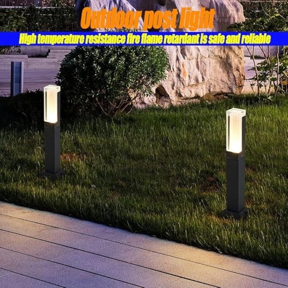 Outdoor Wall Lights IP65 Waterproof Pathway Post Lights Outdoor Landscape Path Bollard Light Modern Aluminum Lawn Floor Lantern for Garden Patio Courtyard Driveway Decoration Waterproof Pillar Lamp(Wa