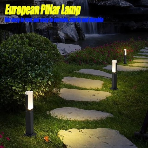 Outdoor Wall Lights IP65 Waterproof Pathway Post Lights Outdoor Landscape Path Bollard Light Modern Aluminum Lawn Floor Lantern for Garden Patio Courtyard Driveway Decoration Waterproof Pillar Lamp(Wa