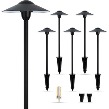 Low Voltage Pathway Lights (8.5'' Shade, 21.5'' Tall)，12V Outdoor LED Landscape Path Lights Wired, Aluminum Pathway Lighting with 3W 2700K Replaceable Bulb for Walkway Garden Yard, 6 Pack