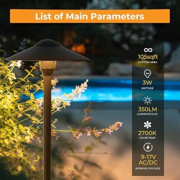 Low Voltage Pathway Lights (8.5'' Shade, 21.5'' Tall)，12V Outdoor LED Landscape Path Lights Wired, Aluminum Pathway Lighting with 3W 2700K Replaceable Bulb for Walkway Garden Yard, 6 Pack