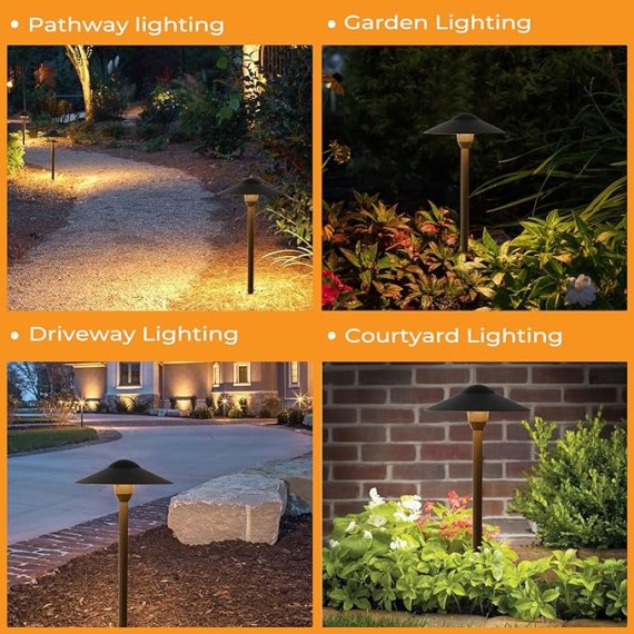 Low Voltage Pathway Lights (8.5'' Shade, 21.5'' Tall)，12V Outdoor LED Landscape Path Lights Wired, Aluminum Pathway Lighting with 3W 2700K Replaceable Bulb for Walkway Garden Yard, 6 Pack