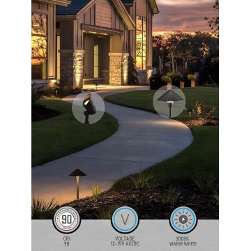 12-Pack Low Voltage Landscape Lighting Kit, 12-24V LED Pathway Lights, Aluminum Outdoor Landscape Spotlight, Yard Light Kit for Walkway, Garden, ETL Listed, CRI90, 3000K Warm White