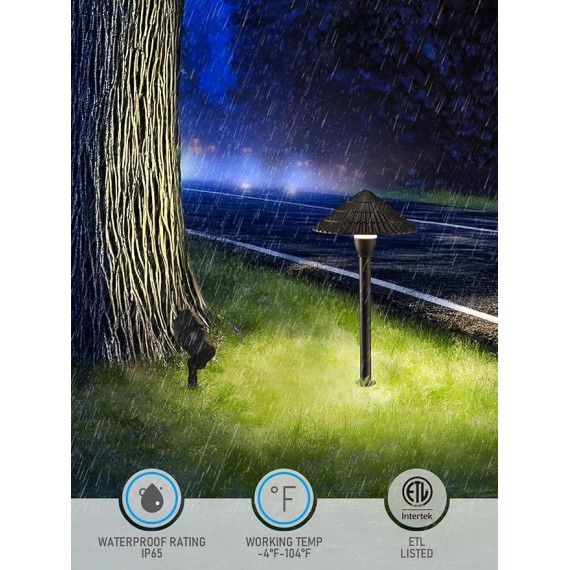 12-Pack Low Voltage Landscape Lighting Kit, 12-24V LED Pathway Lights, Aluminum Outdoor Landscape Spotlight, Yard Light Kit for Walkway, Garden, ETL Listed, CRI90, 3000K Warm White