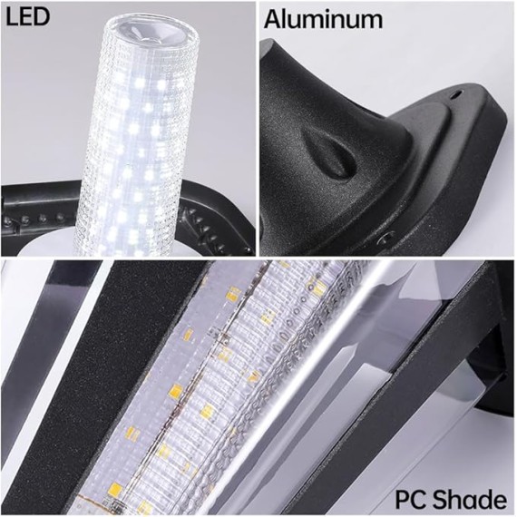 Solar Pathway Light Modern Garden Solar Lantern with Warm Light Outdoor Aluminum Landscape Lighting 34.3" Path Bollard Lantern for Courtyard Driveway Walkway Lights
