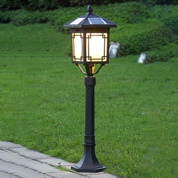 Solar Path Light Outdoor Landscape Bollard Lighting with IP65 Waterproof External LED Garden Floor Lamp 33.5" Square Pathway Light for Lawn Driveway Yard Porch Patio Decoration