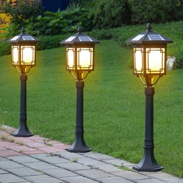 Solar Path Light Outdoor Landscape Bollard Lighting with IP65 Waterproof External LED Garden Floor Lamp 33.5" Square Pathway Light for Lawn Driveway Yard Porch Patio Decoration