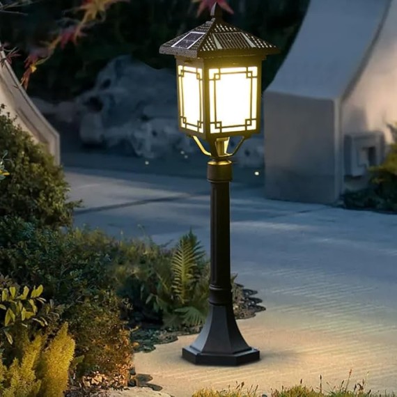Solar Path Light Outdoor Landscape Bollard Lighting with IP65 Waterproof External LED Garden Floor Lamp 33.5" Square Pathway Light for Lawn Driveway Yard Porch Patio Decoration