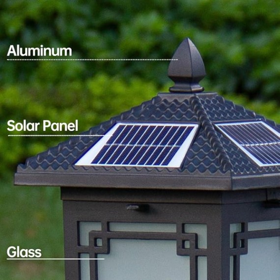 Solar Path Light Outdoor Landscape Bollard Lighting with IP65 Waterproof External LED Garden Floor Lamp 33.5" Square Pathway Light for Lawn Driveway Yard Porch Patio Decoration