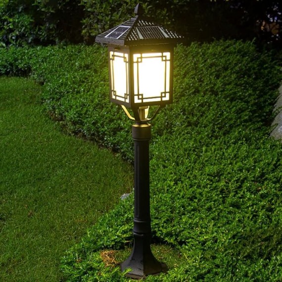 Solar Path Light Outdoor Landscape Bollard Lighting with IP65 Waterproof External LED Garden Floor Lamp 33.5" Square Pathway Light for Lawn Driveway Yard Porch Patio Decoration