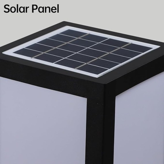 23.6" Solar Path Light Modern Landscape Lighting Square Iron Bollard Lights Outdoor Waterproof Solar Lamp with Warm Light 3000K for Yard Garden Driveway Walkway Decor