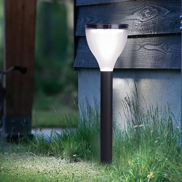 Solar Path Light Outdoor Solar Landscape Bollard Lantern with White PC Shade Cylinder Aluminum Waterproof Pathway Light Garden Floor Lamp for Driveway Garage Lawn Yard Porch