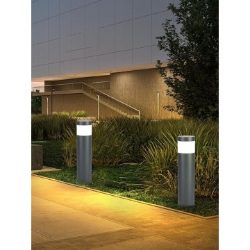 Solar Path Light Cylinder Black Landscape Lighting Aluminum Housing Pathway Light Outdoor IP65 Waterproof Modern LED Solar Garden Lights for Yard Lawn Front/Back Door Decoration